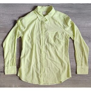 J‎ Crew The Perfect Shirt Neon Yellow Gingham Button Down Top Small